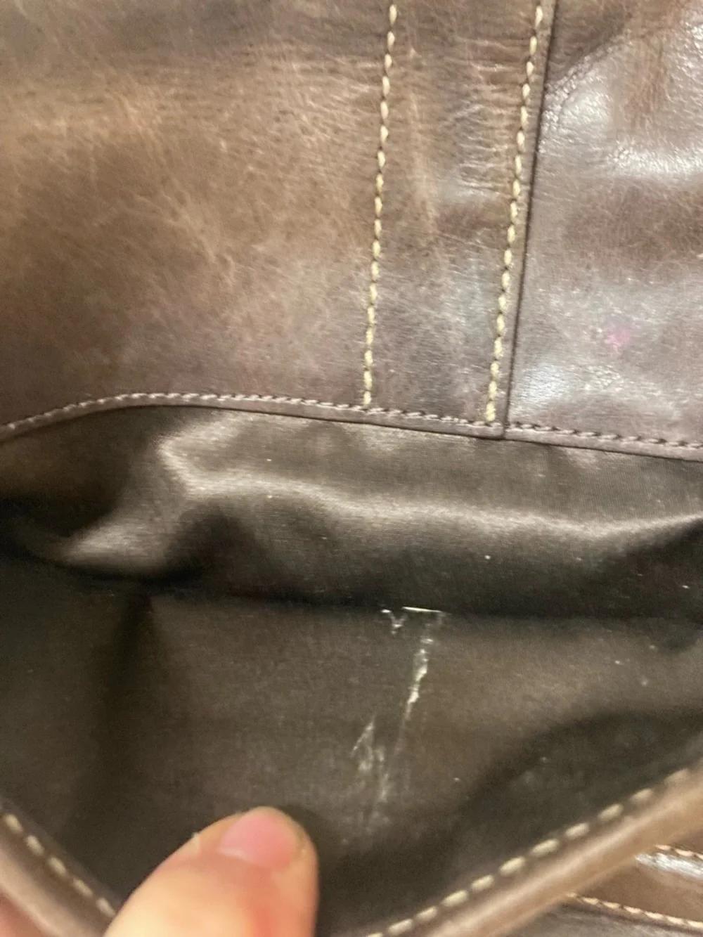 COACH Chocolate Brown/Taupe East West Messenger Leather Bag - Picture 6 of 10